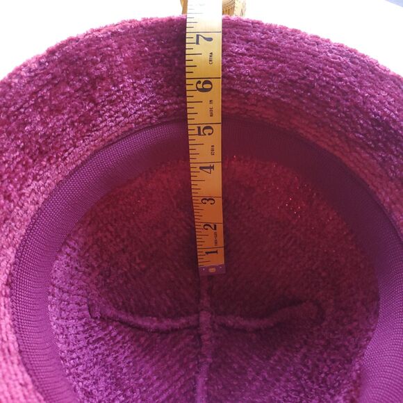 Vintage Charter Club Bucket Hat Chenille Raspberry Red Dark Rose 21.5 inch Band - Picture 4 of 9